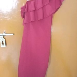 TBrand New Red Maroon One Shoulder Dress