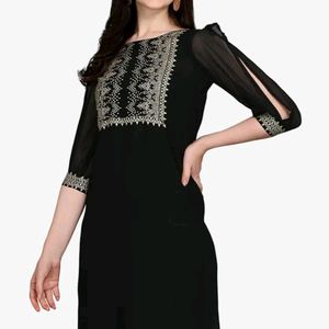 Skylee Rayon Black Kurta Foil Printed