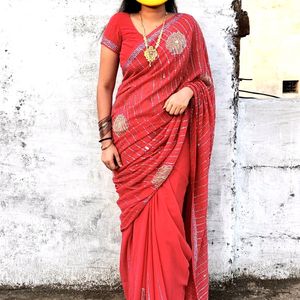 Very Heavy Wedding Saree With Blouse