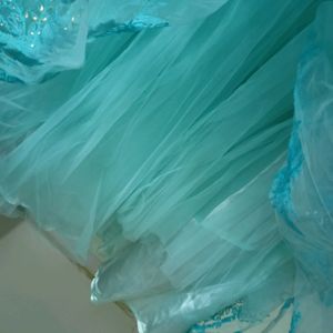 Princess Sky Blue Gown With Mirror Work