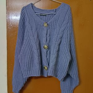 Korean Blue Stylish Wool Cardigan