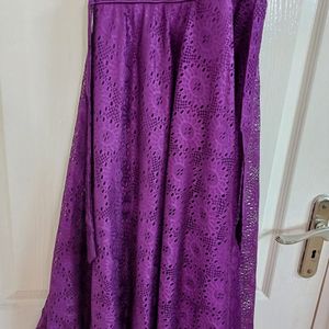 Festive Purple Ethnic Party Gown for 6-9 Yr Girls