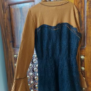 Offer!!!Brown Soft Skater One Piece Dress (NEW)