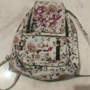 Beautiful Off White, Cream and Pink College Bag