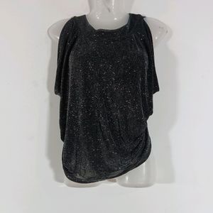 Black Shimmer Stylish Back Casual Top (Women)