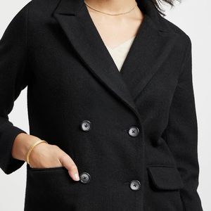 Fable street Double Breasted Overcoat Black