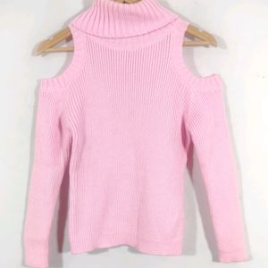 Koovs Pink Knitted Polo Neck Western Top (Women)