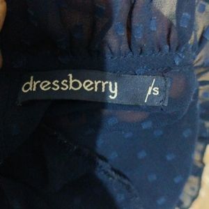 Dressberry Women Navy Blue Self Design Top