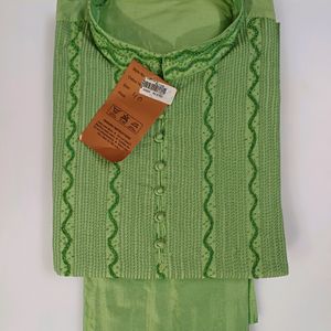 Silk Kurta Chudidar Set (Green)