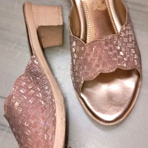 PEACH PINK BLOCK HEELS FOR WOMEN