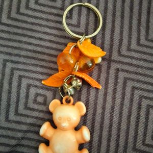 Orange Teddybear Keychain With Beautiful Butterfly