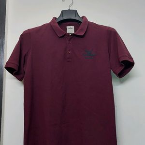 WROGN MAROON SOLID POLO TSHIRT