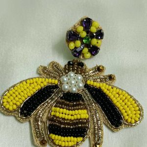 Honey Bee Beaded Earring