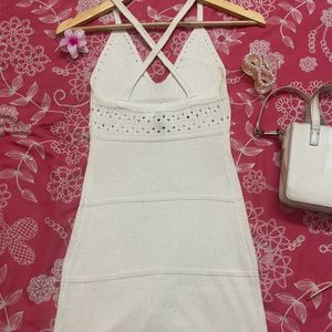 H&M White Crotchet Dress