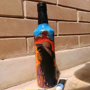 Hand-painted Girl Bottle Art