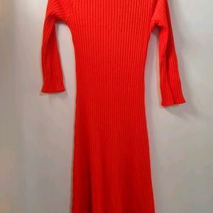 Zara Red Ribbed Maxi Dress