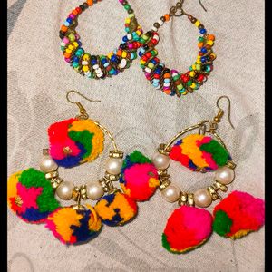 Western Colourful Earing Set Of Two Pairs