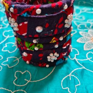 Handmade Fabric Bangles With Ear Studs