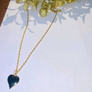 Black Heart Chain Charm Pendant