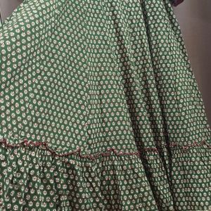 Green Cotton Anarkali kurti