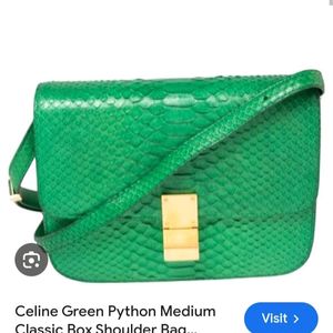 Celine Green Python Medium Classic Sling Bag