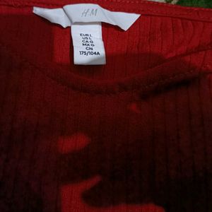 H&M Red Off shoulder Ribbed Top