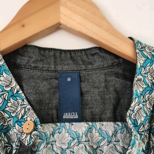 Peter England Blue Printed Shirt ( Men)