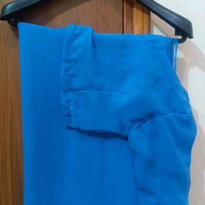 Blue Georgette Saree With Blouse