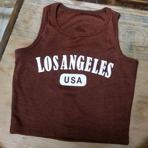 Women Crop Top Los Angel T Shirt