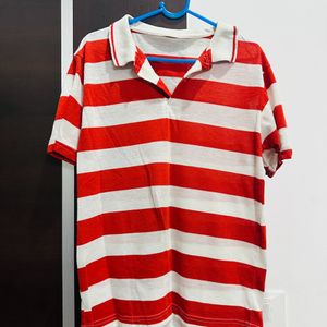 Red And White stripes Trendy Tshirt