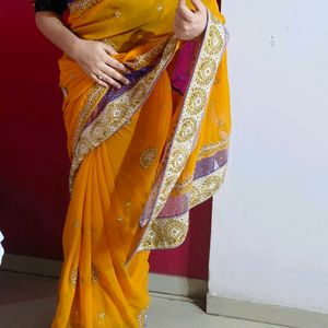 Heavy Embroidery Work Saree