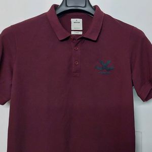 WROGN MAROON SOLID POLO TSHIRT