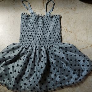 Grey Black Dotted Crop Top