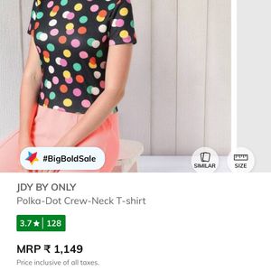 JDY By ONLY Polka Dot Crew Neck Top