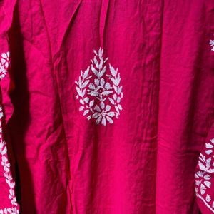 Beautiful Hot Pink Chikankari Kurta