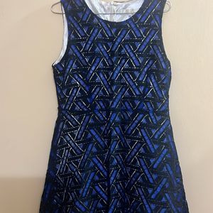 Mini A-line Party Wear Dress In Navy Blue