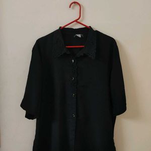 Oversized Black Collar Shirt