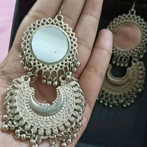 Big ‼️ Oxidised Mirror Earrings @❗₹40