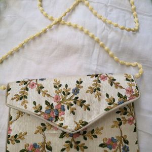 White Sling Purse With Embroidery