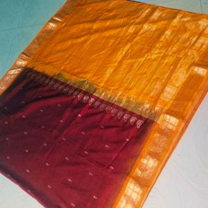 Maroon Colour Pure Gadwal Saree