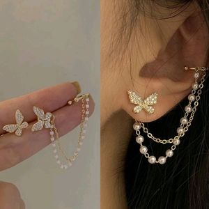 Korean earrings With Chain Cuff