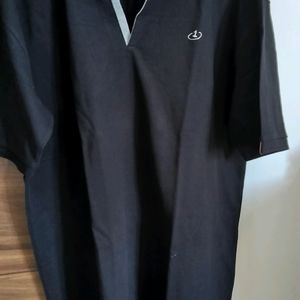 Black Colour Collar Tshirt Plain