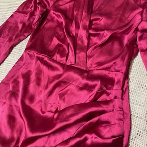 Satin Wrap Design Dress