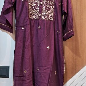 Beautiful Banarasi Silk Kurta With Gota Patti Work