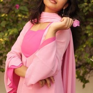 Pink dress with dupatta