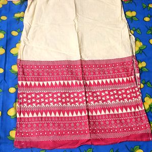 Red  cream cotton  Kurti