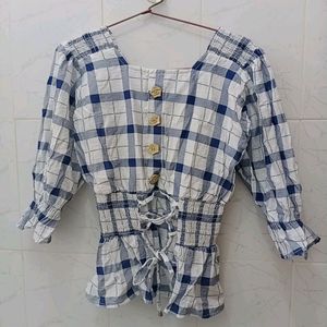 Blue Checkers Top