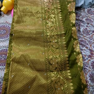 Olive Green Saree