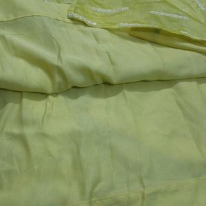 Women Embroidered Straight Lemon Yellow Kurta