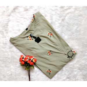 Moss Green colour Embroidered Designer Top